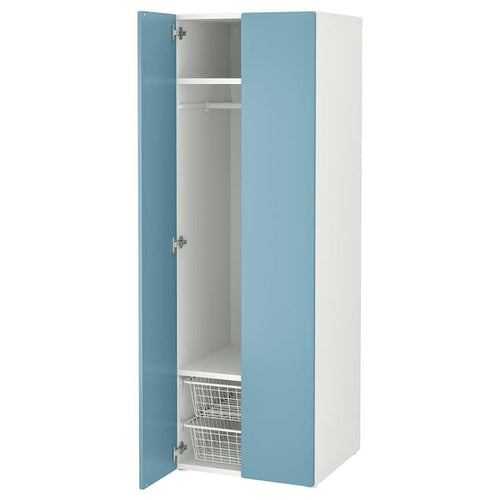 SMÅSTAD / PLATSA - Wardrobe, white/blue, 60x57x181 cm