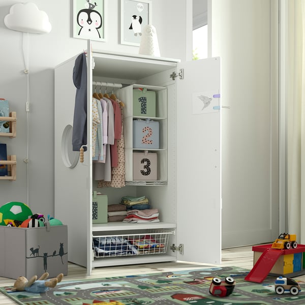 SMÅSTAD / PLATSA wardrobe, white/blue, 60x57x123 cm