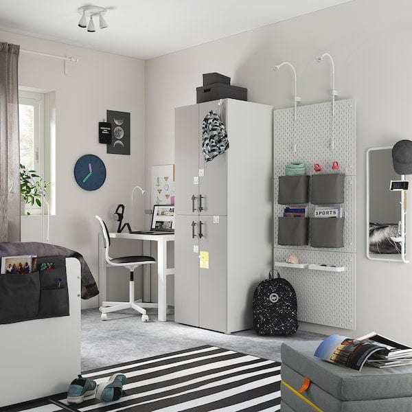 Ikea SMÅSTAD / PLATSA - Wardrobe, white grey/with 2 clothes rails, 60x57x181 cm