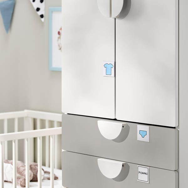 SMÅSTAD / PLATSA - SMÅSTAD / PLATSA Wardrobe, white grey/with 4 drawers, 60x42x181 cm