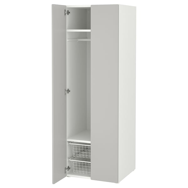 SMÅSTAD / PLATSA wardrobe, white/grey, 60x57x181 cm