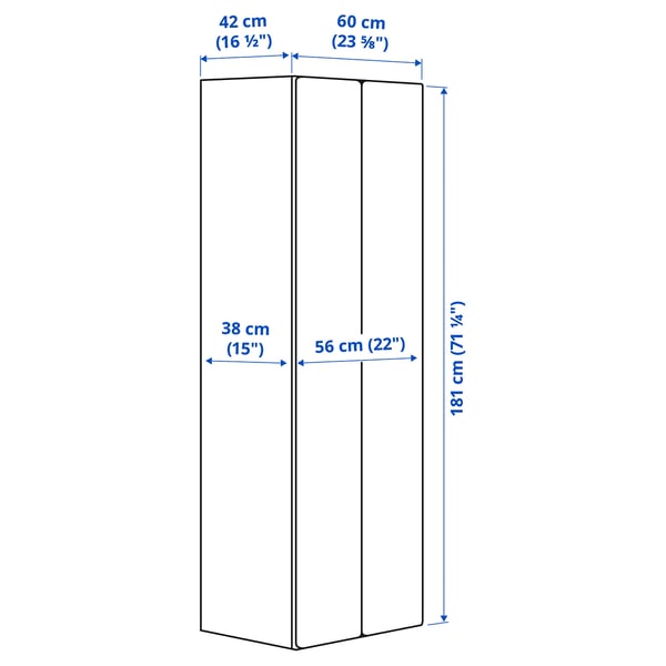 SMÅSTAD / PLATSA - SMÅSTAD / PLATSA Wardrobe, white/grey, 60x42x181 cm