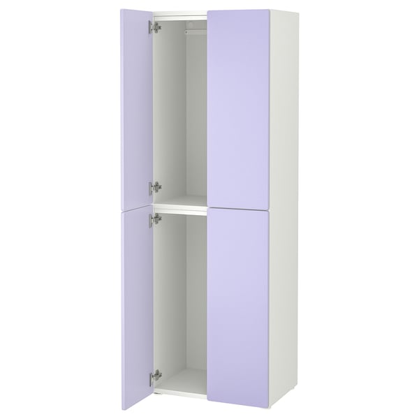SMÅSTAD / PLATSA wardrobe, white lilac/with 2 clothes rails, 60x42x181 cm
