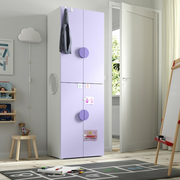 SMÅSTAD / PLATSA - Wardrobe, white lilac/with 2 clothes rails, 60x42x181 cm