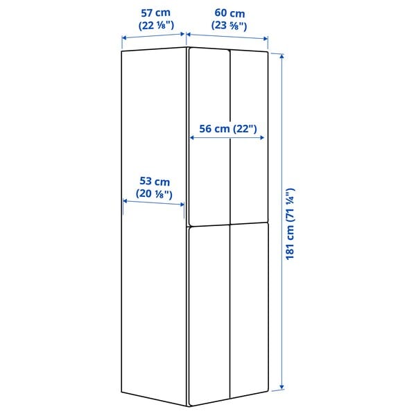 Ikea SMÅSTAD / PLATSA - Wardrobe, white lilac/with 2 clothes rails, 60x57x181 cm