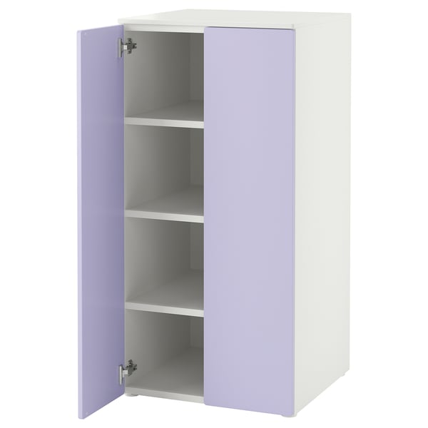SMÅSTAD / PLATSA wardrobe, white lilac/with 3 shelves, 60x57x123 cm