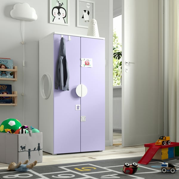 SMÅSTAD / PLATSA wardrobe, white/lilac, 60x42x123 cm