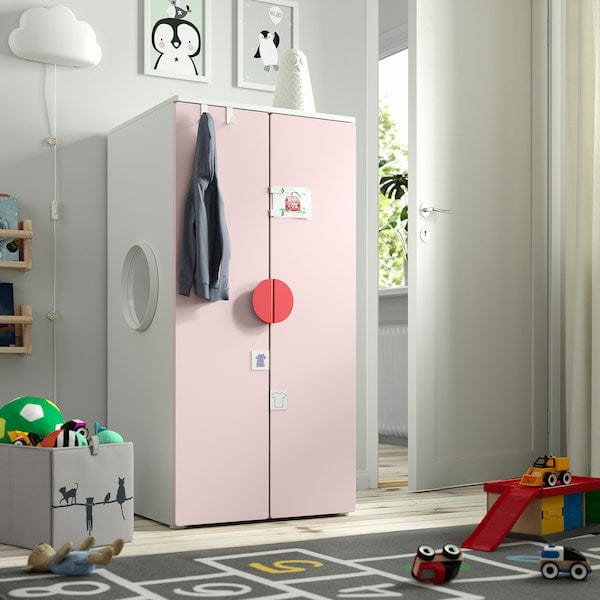Ikea SMÅSTAD / PLATSA - Wardrobe, white pale pink/with 3 shelves, 60x57x123 cm