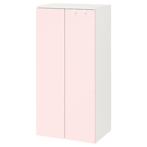 SMÅSTAD / PLATSA wardrobe, white/pale pink, 60x42x123 cm