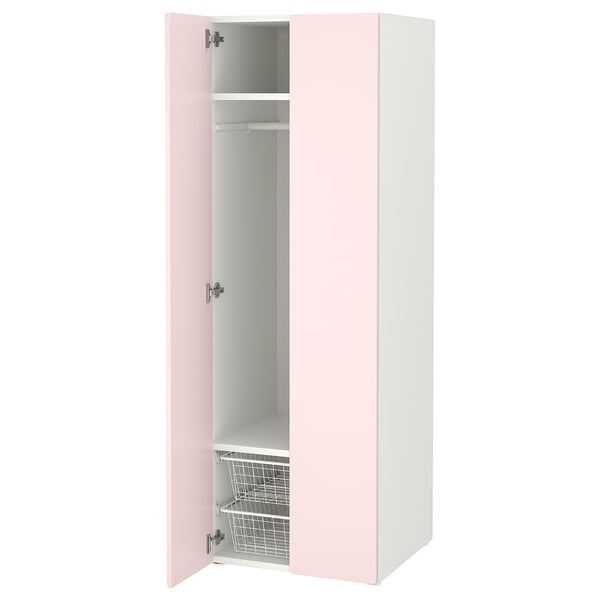 SMÅSTAD / PLATSA wardrobe, white/pale pink, 60x57x181 cm