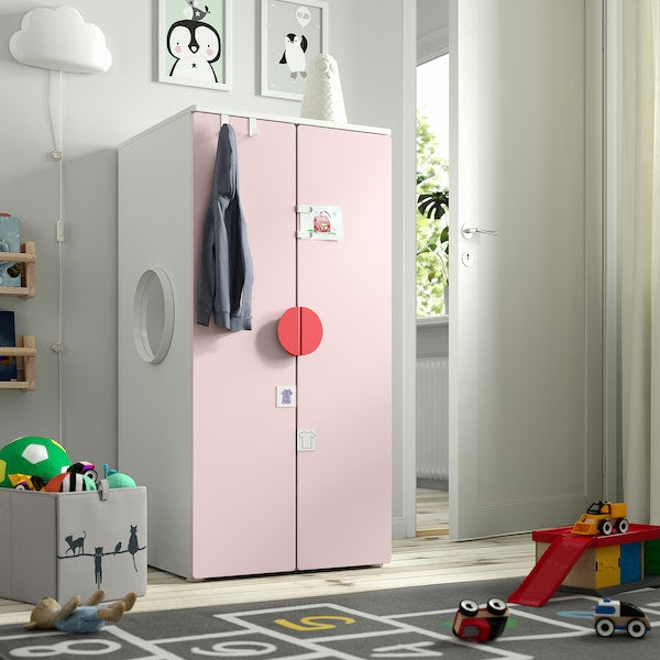 SMÅSTAD / PLATSA - Wardrobe, white/pale pink, 60x57x123 cm