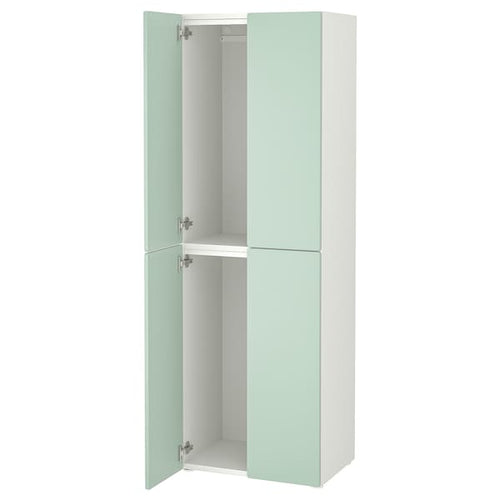 SMÅSTAD / PLATSA - Wardrobe, white light green/with 2 clothes rails, 60x42x181 cm