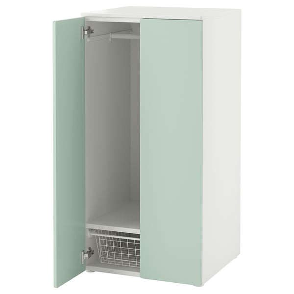 SMÅSTAD / PLATSA - SMÅSTAD / PLATSA Wardrobe, white/light green, 60x57x123 cm