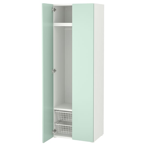 SMÅSTAD / PLATSA - Wardrobe, white/light green, 60x42x181 cm