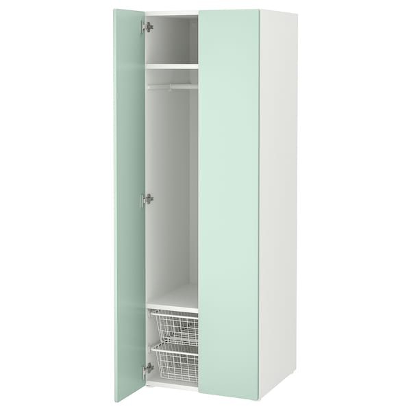 SMÅSTAD / PLATSA - Wardrobe, white/light green, 60x57x181 cm