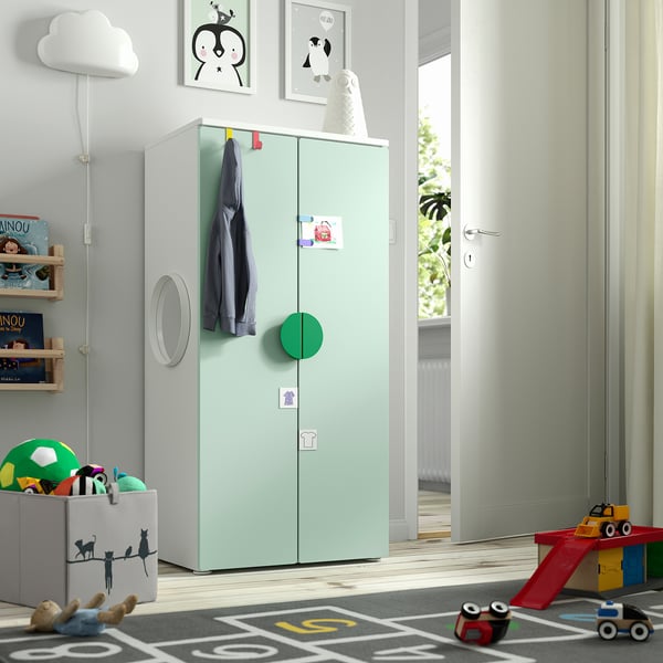 SMÅSTAD / PLATSA - SMÅSTAD / PLATSA Wardrobe, white/light green, 60x42x123 cm