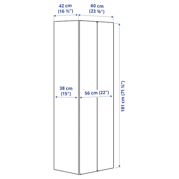 SMÅSTAD / PLATSA - Wardrobe, white/light green, 60x42x181 cm