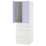 SMÅSTAD / PLATSA wardrobe, white lilac/with 4 drawers, 60x57x181 cm