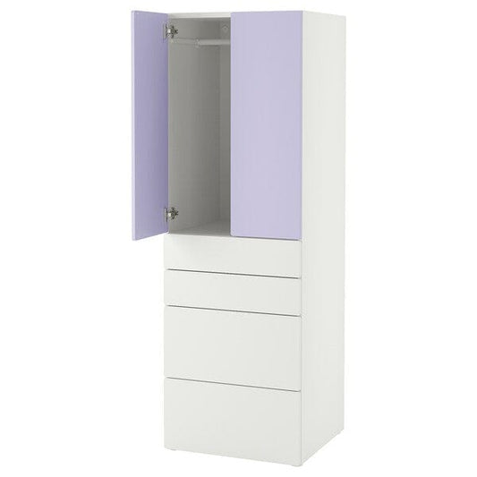 Ikea SMÅSTAD / PLATSA - Wardrobe, white lilac/with 4 drawers, 60x57x181 cm