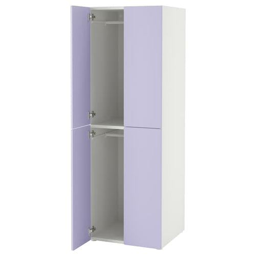 SMÅSTAD / PLATSA - Wardrobe, white lilac/with 2 clothes rails, 60x57x181 cm