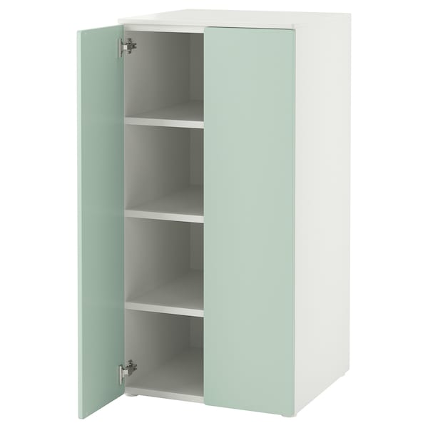 SMÅSTAD / PLATSA - Wardrobe, white light green/with 3 shelves, 60x57x123 cm