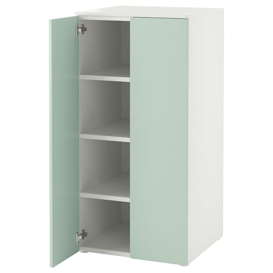 Ikea SMÅSTAD / PLATSA - Wardrobe, white light green/with 3 shelves, 60x57x123 cm