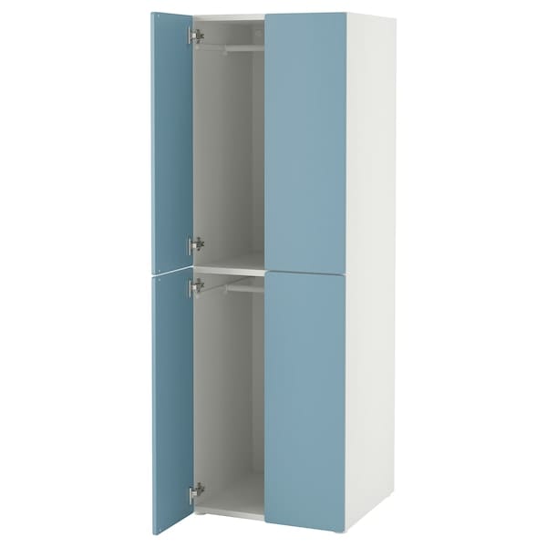 Ikea SMÅSTAD / PLATSA - Wardrobe, white blue/with 2 clothes rails, 60x57x181 cm