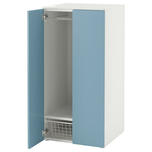 SMÅSTAD / PLATSA - Wardrobe, white/blue, 60x57x123 cm