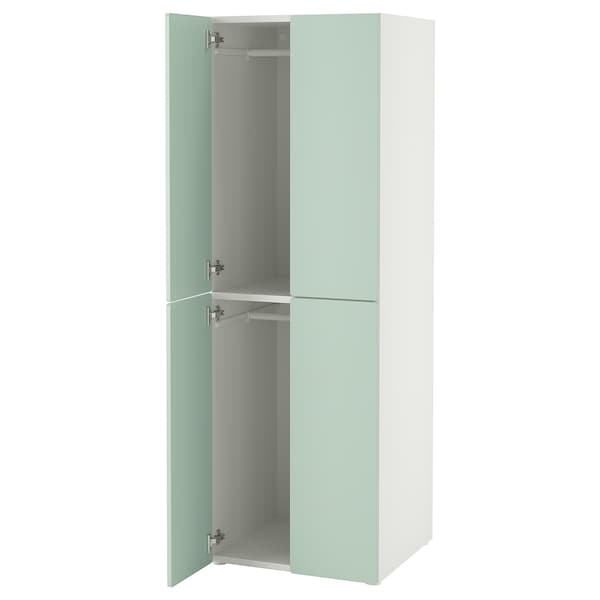 Ikea SMÅSTAD / PLATSA - Wardrobe, white light green/with 2 clothes rails, 60x57x181 cm