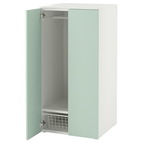 SMÅSTAD / PLATSA - Wardrobe, white/light green, 60x57x123 cm