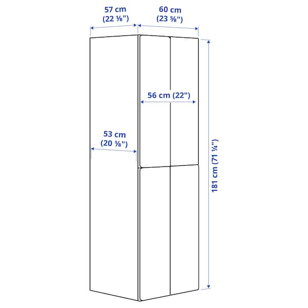 Ikea SMÅSTAD / PLATSA - Wardrobe, white light green/with 2 clothes rails, 60x57x181 cm