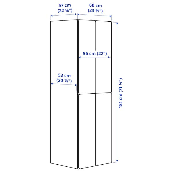 Ikea SMÅSTAD / PLATSA - Wardrobe, white light green/with 2 clothes rails, 60x57x181 cm