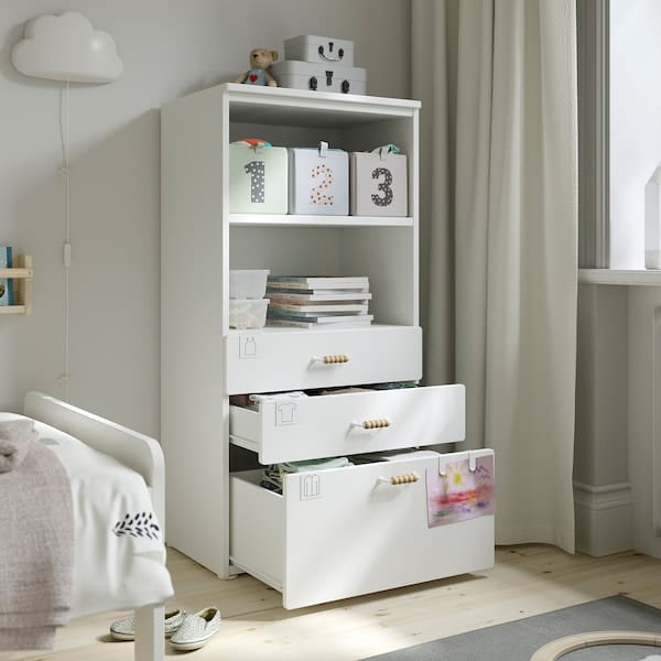 Ikea SMÅSTAD / PLATSA - Bookcase, white blue/with 3 drawers, 60x42x123 cm