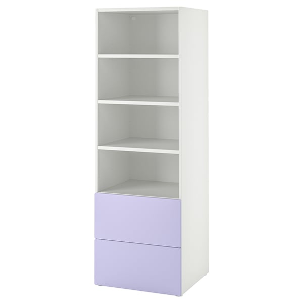 SMÅSTAD / PLATSA - SMÅSTAD / PLATSA Bookcase, white lilac/with 2 drawers, 60x57x181 cm