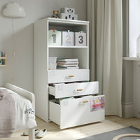 SMÅSTAD / PLATSA - Bookcase, white lilac/with 3 drawers, 60x42x123 cm