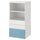 SMÅSTAD / PLATSA - Bookcase, white blue/with 3 drawers, 60x57x123 cm