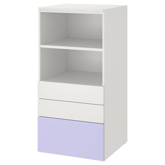 Ikea SMÅSTAD / PLATSA - Bookcase, white lilac/with 3 drawers, 60x57x123 cm