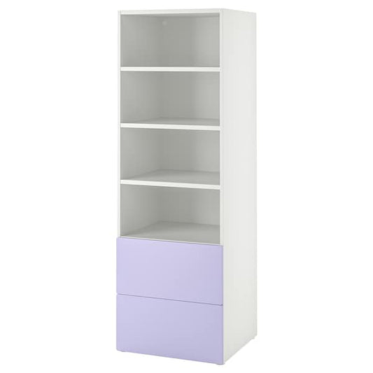 Ikea SMÅSTAD / PLATSA - Bookcase, white lilac/with 2 drawers, 60x57x181 cm