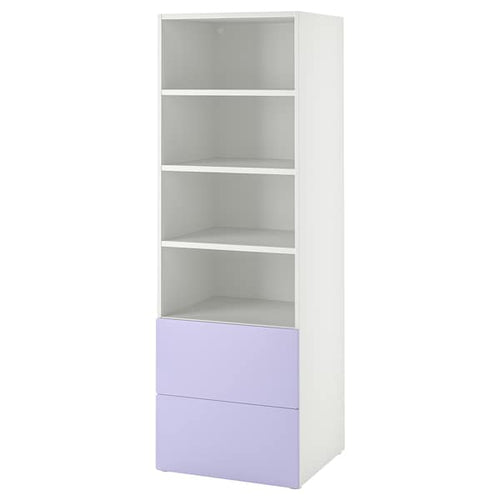 SMÅSTAD / PLATSA - Bookcase, white lilac/with 2 drawers, 60x57x181 cm