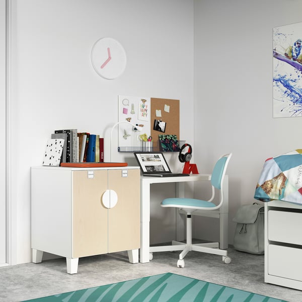 SMÅSTAD / PLATSA cabinet, white birch/with 1 shelf, 60x57x63 cm