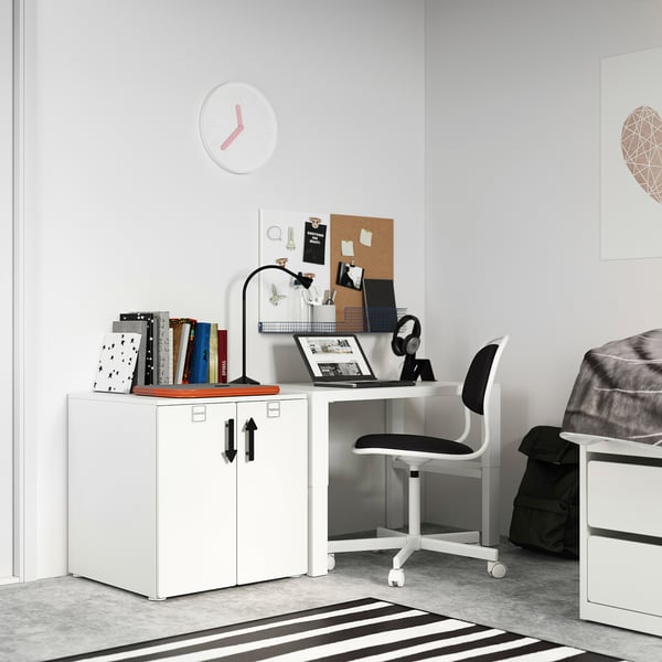 SMÅSTAD / PLATSA cabinet, white white/with 1 shelf, 60x57x63 cm