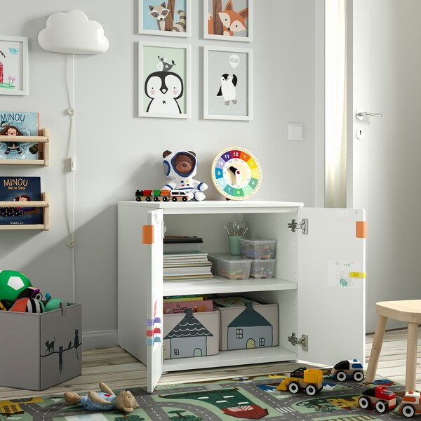 SMÅSTAD / PLATSA - Cabinet, white white/with 1 shelf, 60x57x63 cm