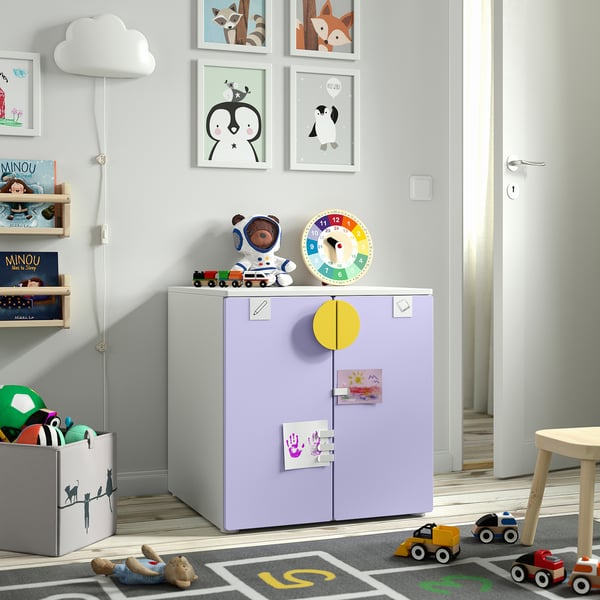 SMÅSTAD / PLATSA cabinet, white lilac/with 1 shelf, 60x57x63 cm