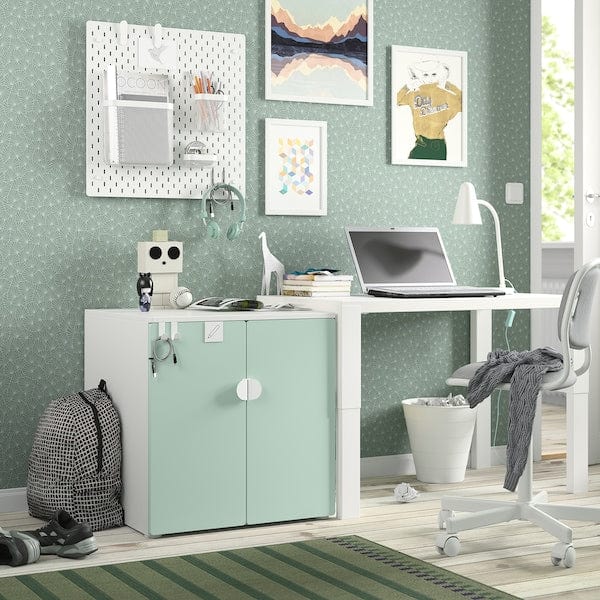 Ikea SMÅSTAD / PLATSA - Cabinet, white light green/with 1 shelf, 60x57x63 cm
