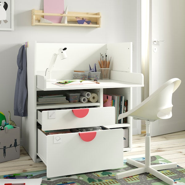 SMÅSTAD - Desk, white white/with 2 drawers, 90x79x100 cm