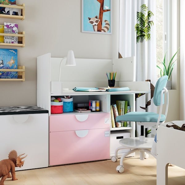 SMÅSTAD - Desk, pale pink/with 2 drawers, 90x79x100 cm.