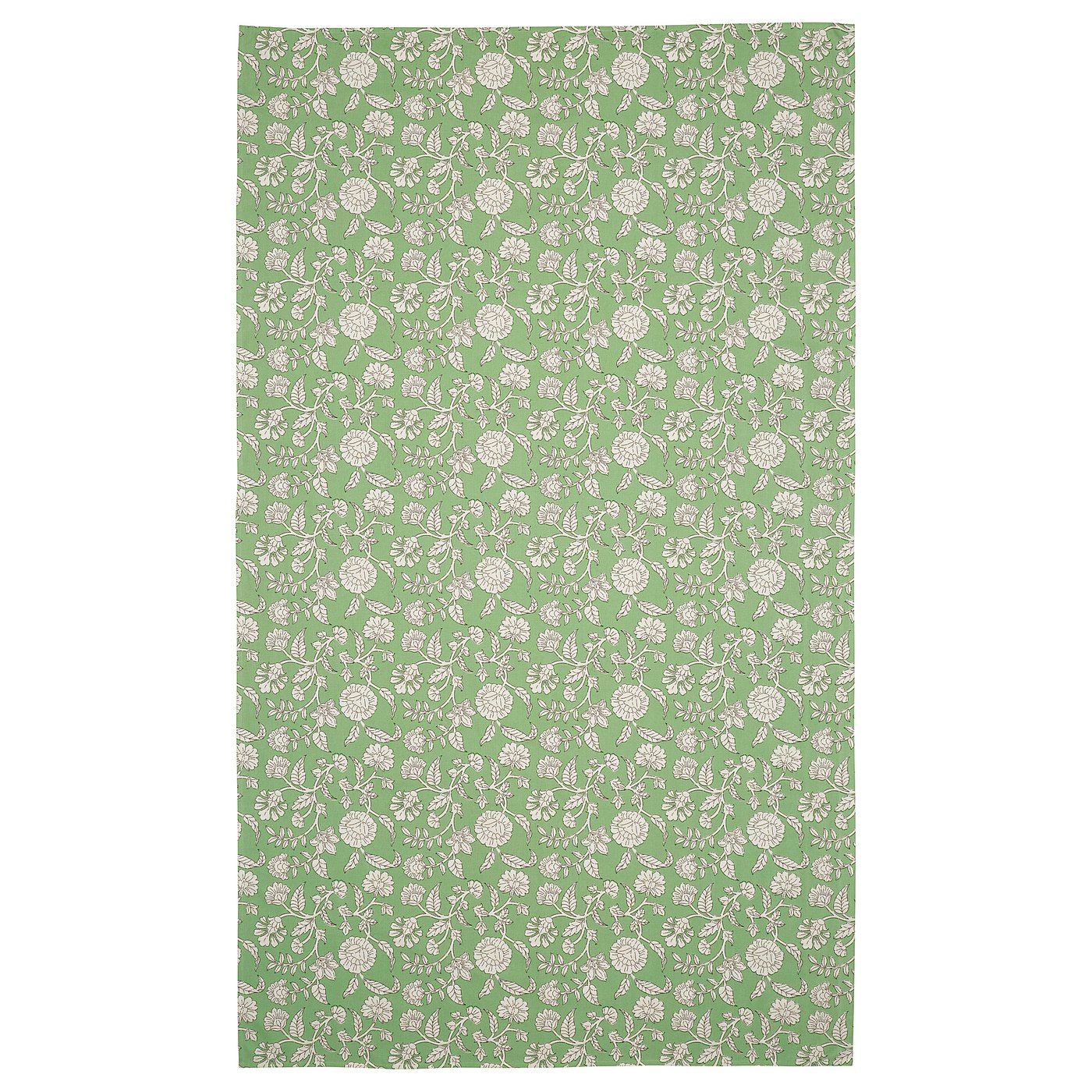 SMÖRFISK tablecloth, flower pattern/green/white, 145x240 cm
