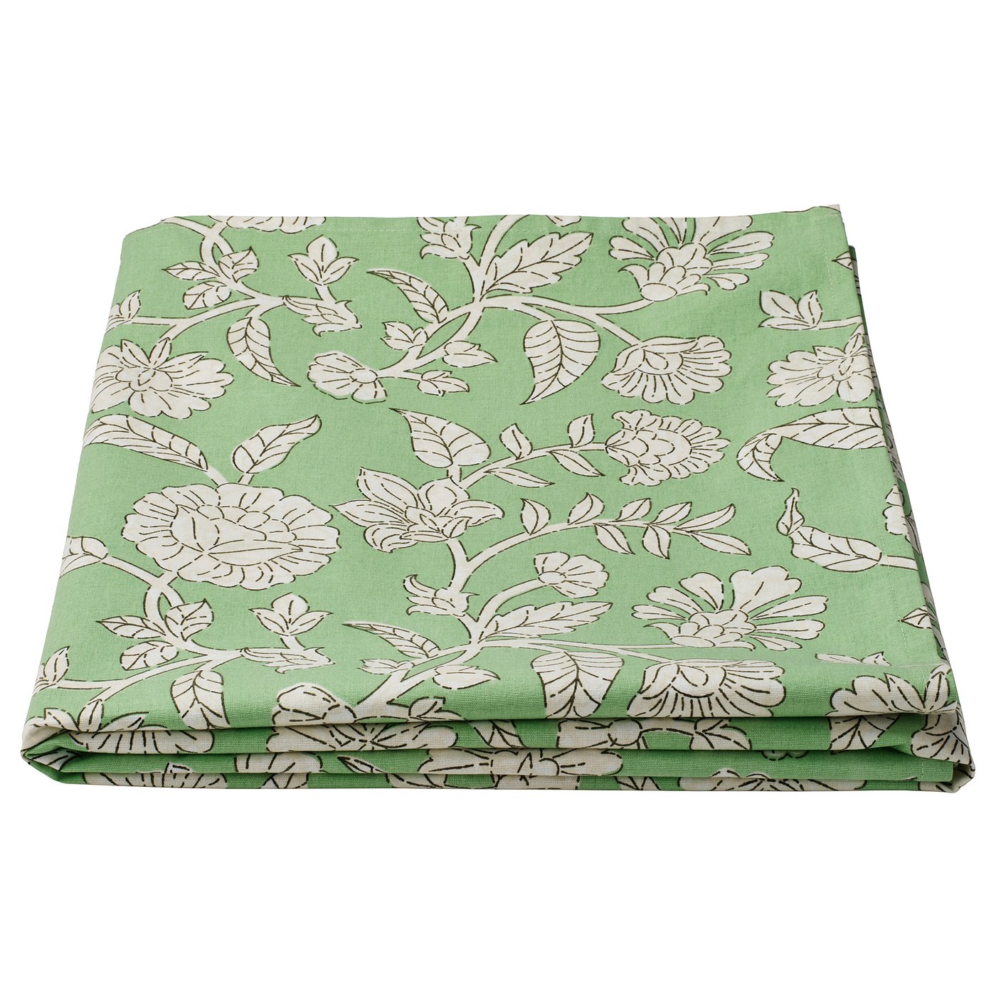 SMÖRFISK tablecloth, flower pattern/green/white, 145x240 cm