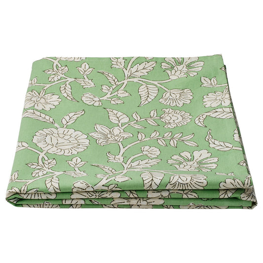 SMÖRFISK tablecloth, flower pattern/green/white, 240x145 cm