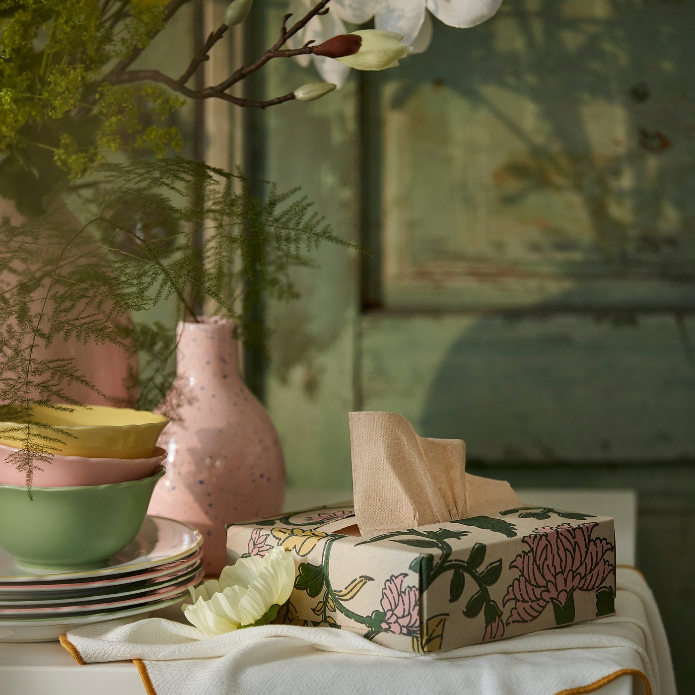 SMÖRFISK paper napkin, patterned/multicolour, 16x32 cm, 100 pack